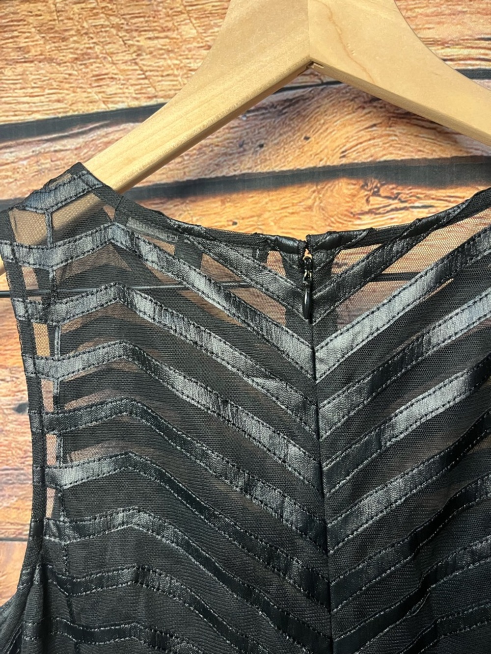 Guess Black Faux Leather Chevron-Striped Sleeveless Mini Dress (rack) - Picture 9 of 9